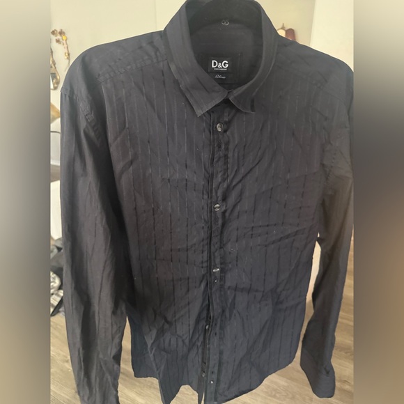 slim fit dress slacks Hi-Tie Black Shirt Gold Floral Silk Men's Long Sleeve Shirt, M